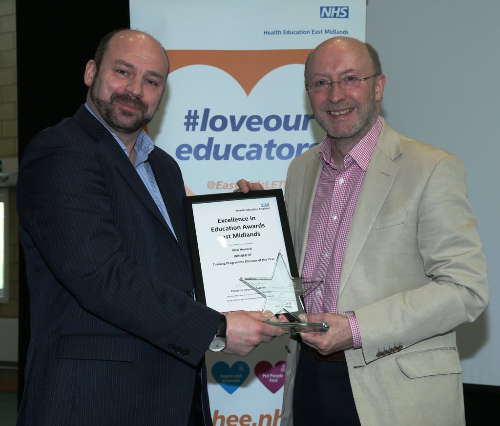 Glen Howard receiving the Health Education England Award 2016